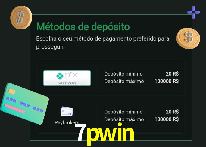 O cassino 7pwin oferece uma grande variedade de métodos de pagamento